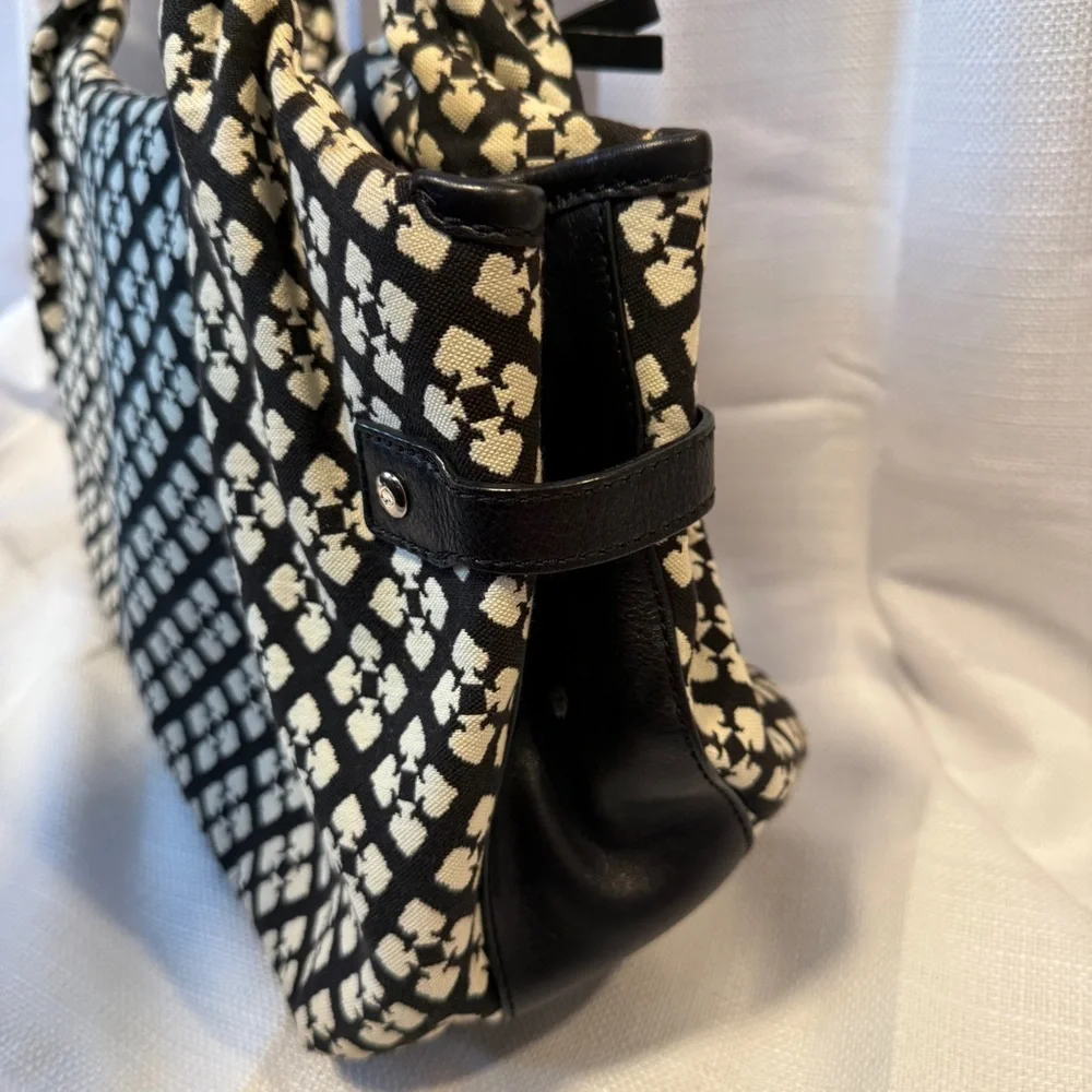 Kate Spade Stevie Jacquard Shoulder Bag Black Pink White Rare Classic Tote‎
